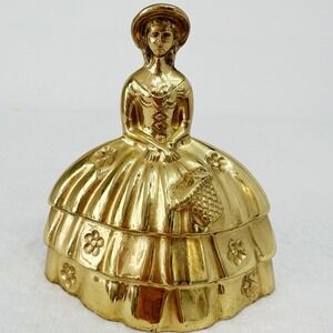 Solid Brass Bell Victorian Lady Crinoline Dress Southern Belle Vintage Big Skirt